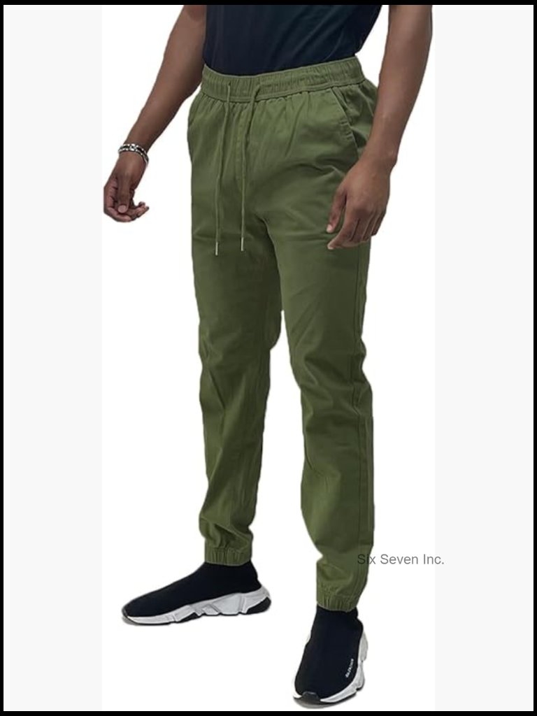Men's Solid Jogger Pants With Elastic Waistband, Drawstring, Back Pockets,